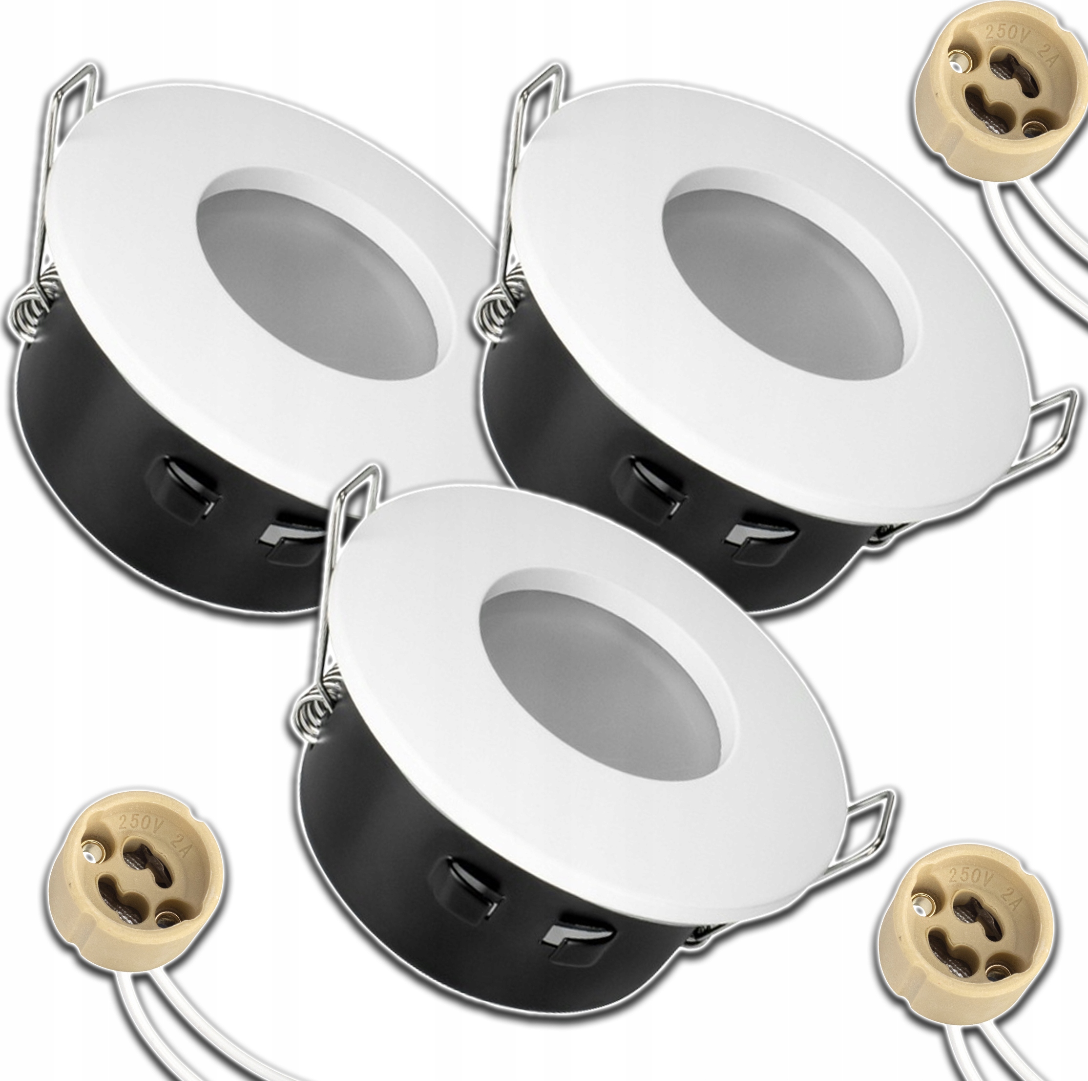 3x Bílé Zapuštěné Stropní Svítidlo Do Podbití Voděodolné Zásuvka GU10