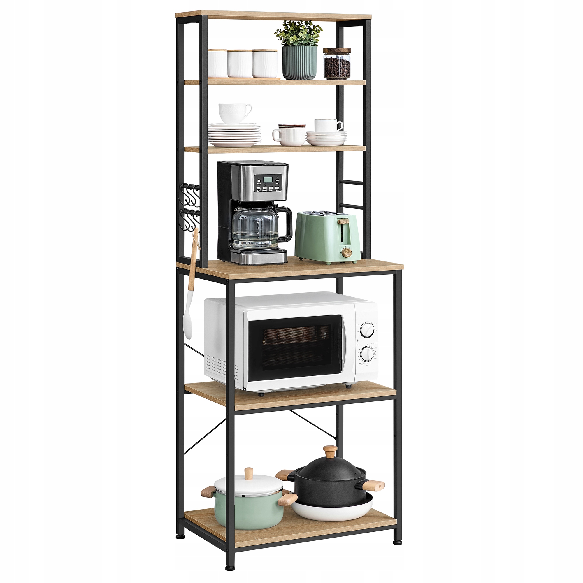 Kuchynský regál na mikrovlnnú rúru, 6 políc, oceľový rám, 40x60x167