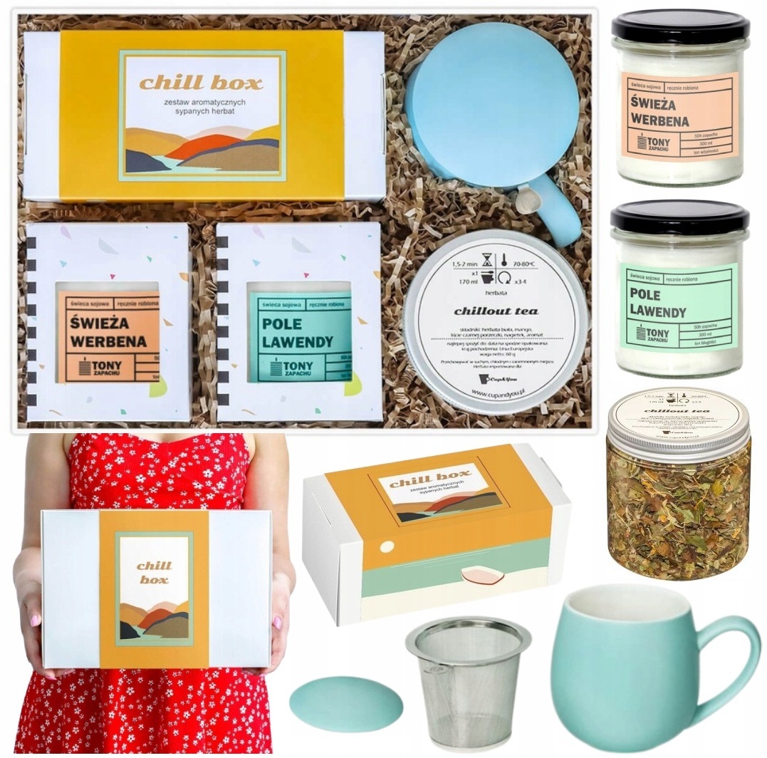 Dárková sada Big Chill Box s hrnkem na čaj s konvičkou a svíčkami