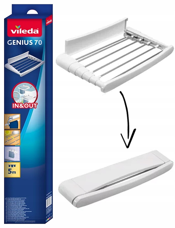 Levně Sušák Vileda Genius 70 Nástěnná Teleskopická Bílá