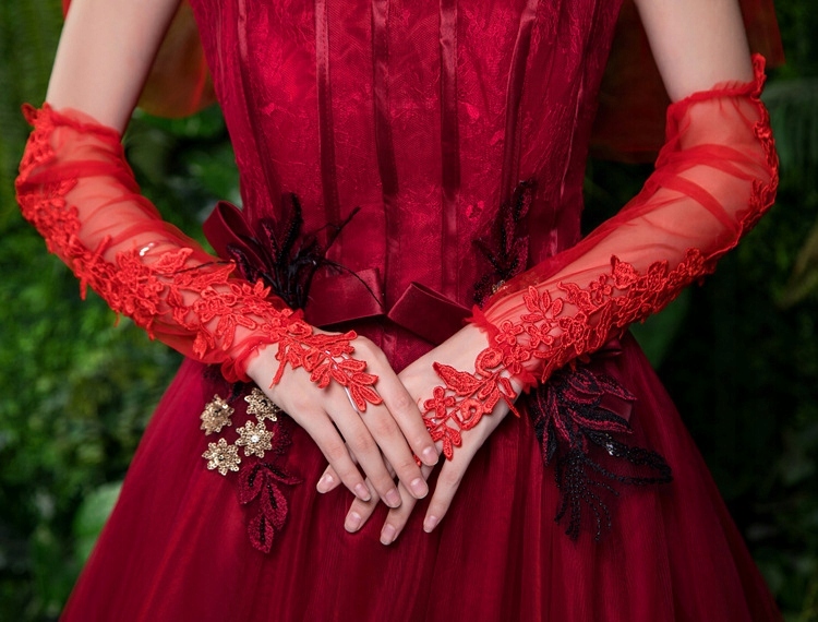 Rękawiczki Ślubne Koronkowe Długie Letnie Rękawy Długość przed łokieć