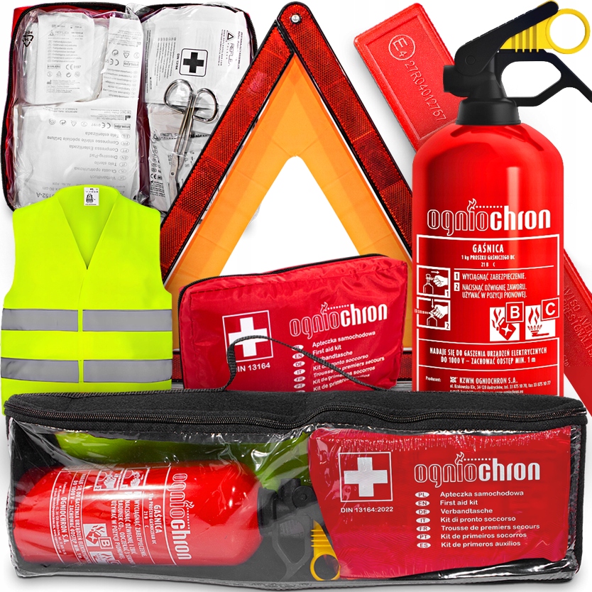 Agmi Sada Hasicí Přístroj 1 Kg Lékárnička Trojúhelníková Vesta Taška Do Zavazadlového Prostoru