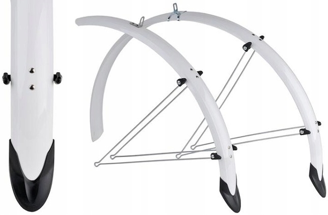 Orion 28" białe 53mm błotniki rowerowe chlapacze na wsporniki pełne