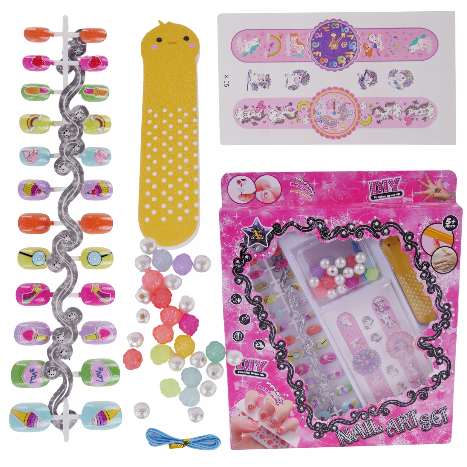 ZESTAW KREATYWNY PIĘKNOŚCI DO PAZNOKCI + NAKLEJKI