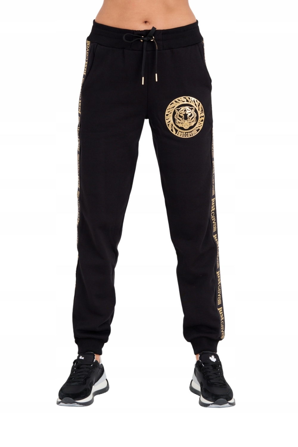 Just Cavalli Černé tepláky T-round Gold Xs