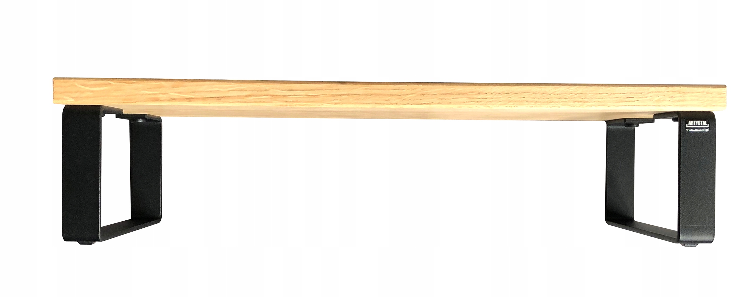 Półka Podstawka Pod Monitor Dębowa Drewno Metal Solidna Biuro