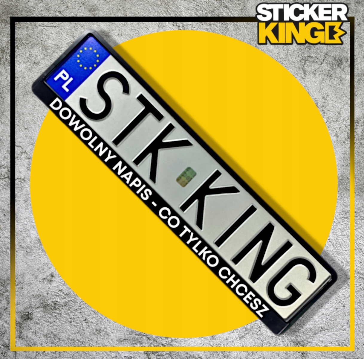 2x Ramka Z NAPISEM pod tablicę rejestracyjną NAPIS TEKST CYTAT IMIĘ czarna Producent StickerKing