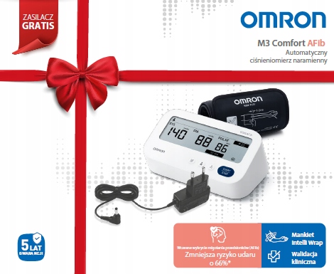 NOWY MODEL! CIŚNIENIOMIERZ OMRON M3 Comfort AFib HEM-7196-FLE -Z ZASILACZEM