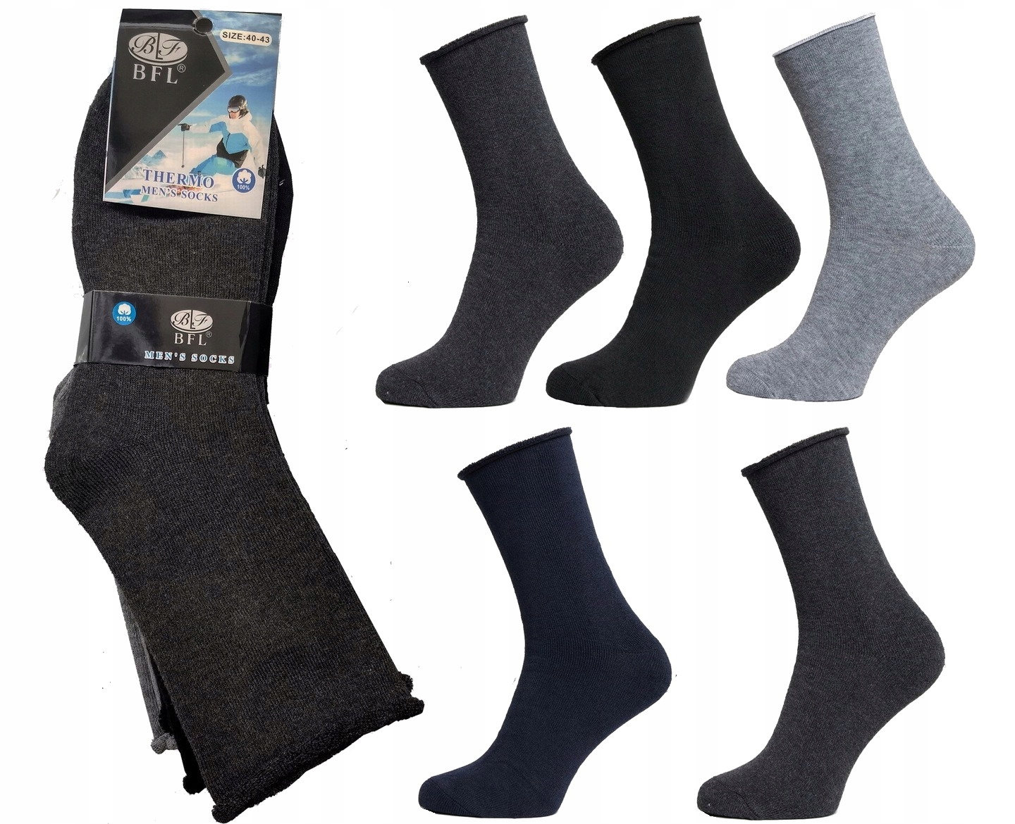 

5x Bezuciskowe Skarpety męskie Thermo-FROTTE 42-46