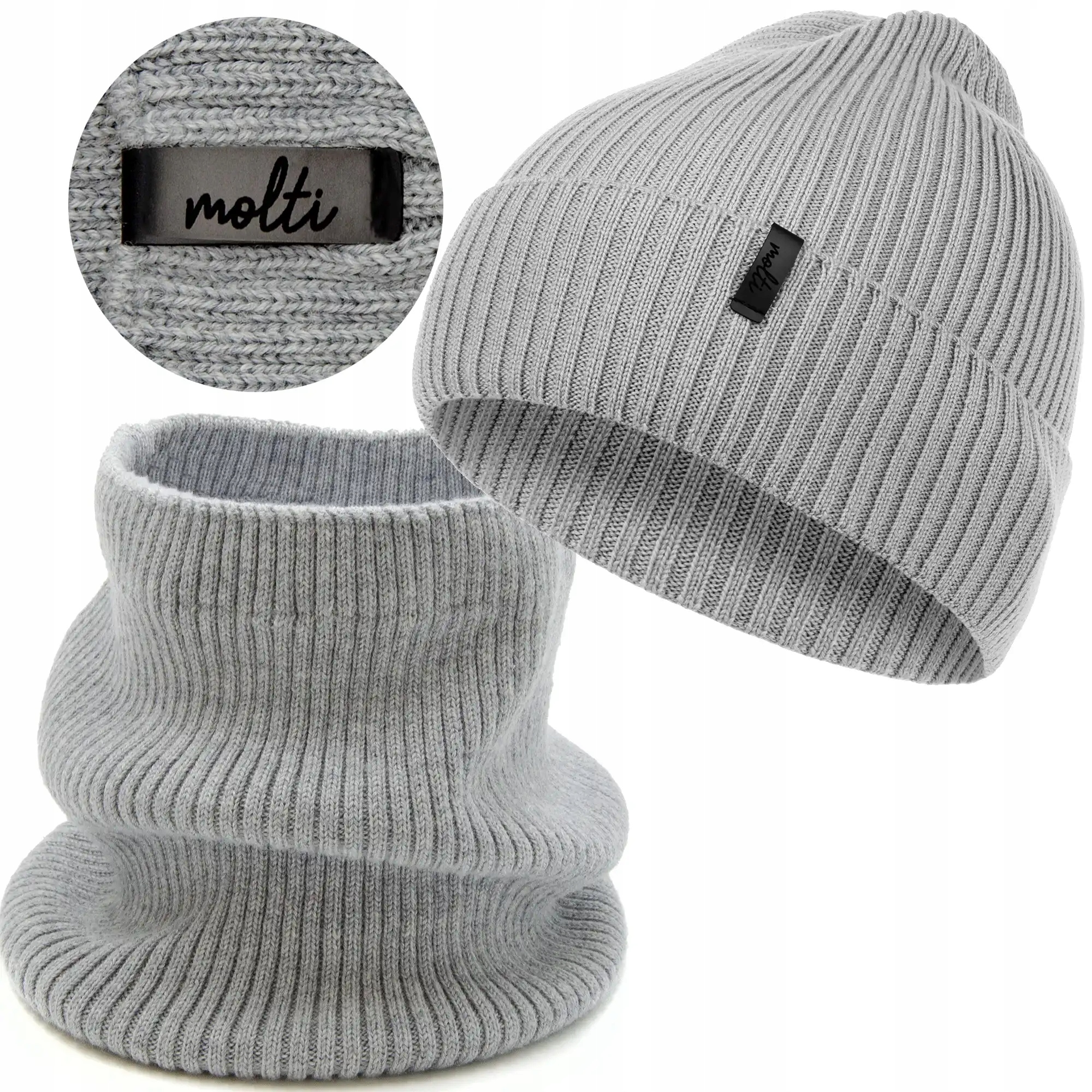 Teplý dámský komplet Čepice a Nákrčník zimní na podzim vlněný Merino 58-62