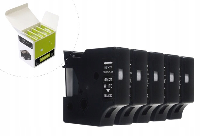 Páska JetWorld Náhradní Dymo D1 Bílá na černém 12 mm x 7 m (5ks) LM100,