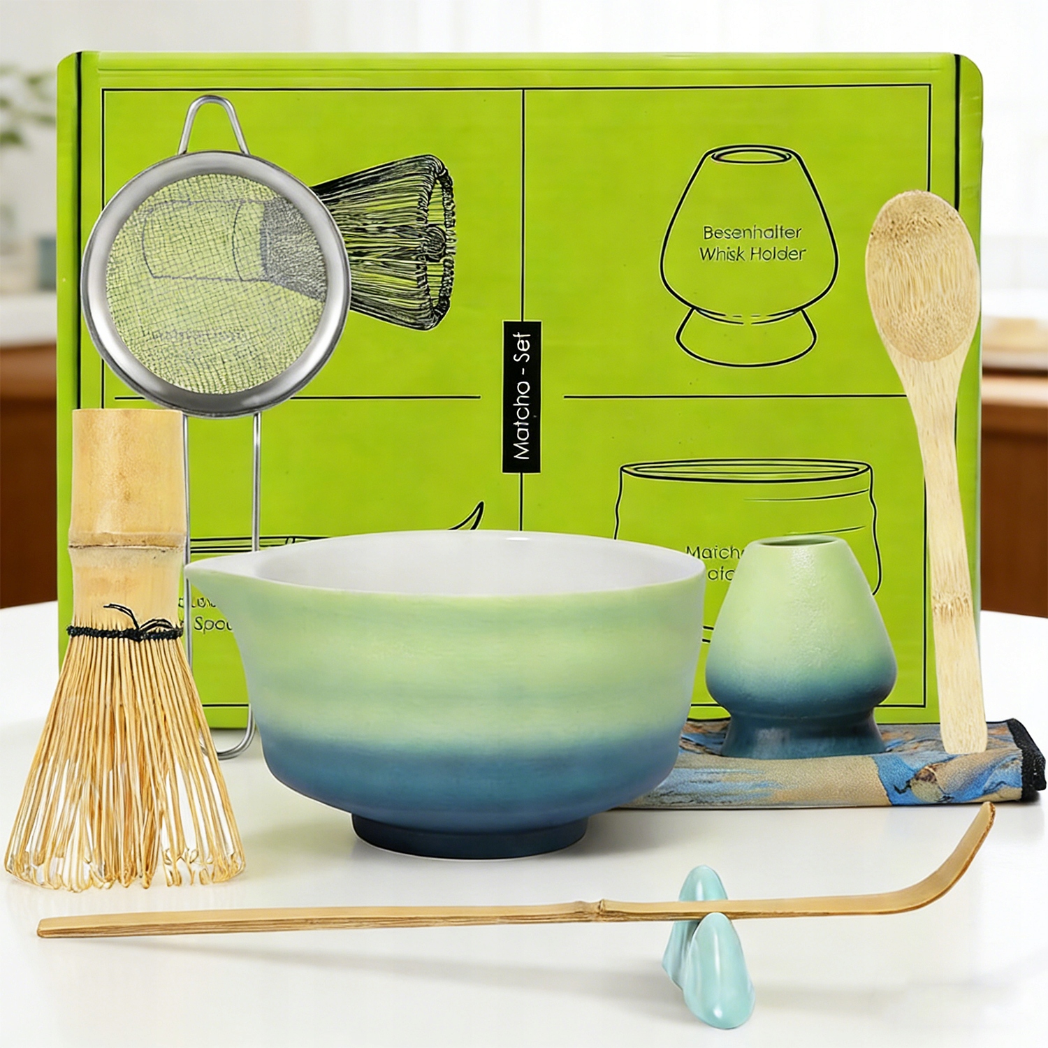 Zestaw Prezentowy Do Herbaty Matcha Miotełka Podstawka Łyżeczka 8w1