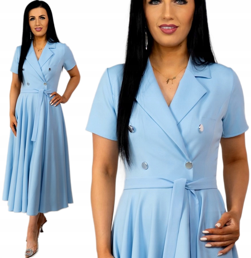 Dámské šaty na křtinové přijímání Elegantní Šaty Svatební Hostina Modrá L