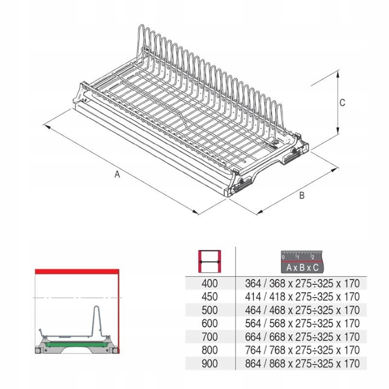Ociekarka jeden poziom OCYNK 45cm - REJS Typ jednopoziomowa