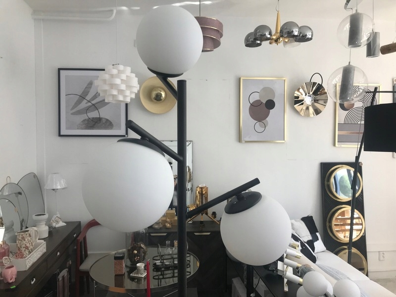 Lampa stojąca podłogowa Riko metal szkło H175cm Marka Westwing