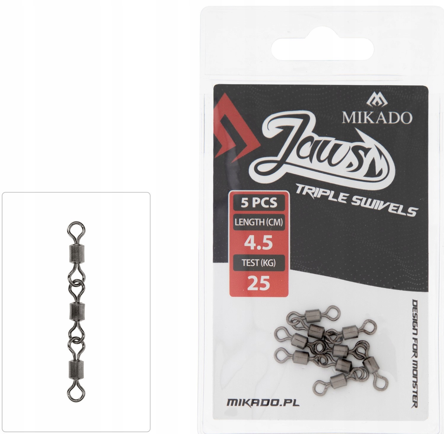 Krętlik Mikado Jaws Triple Swivels 25kg op.5szt.