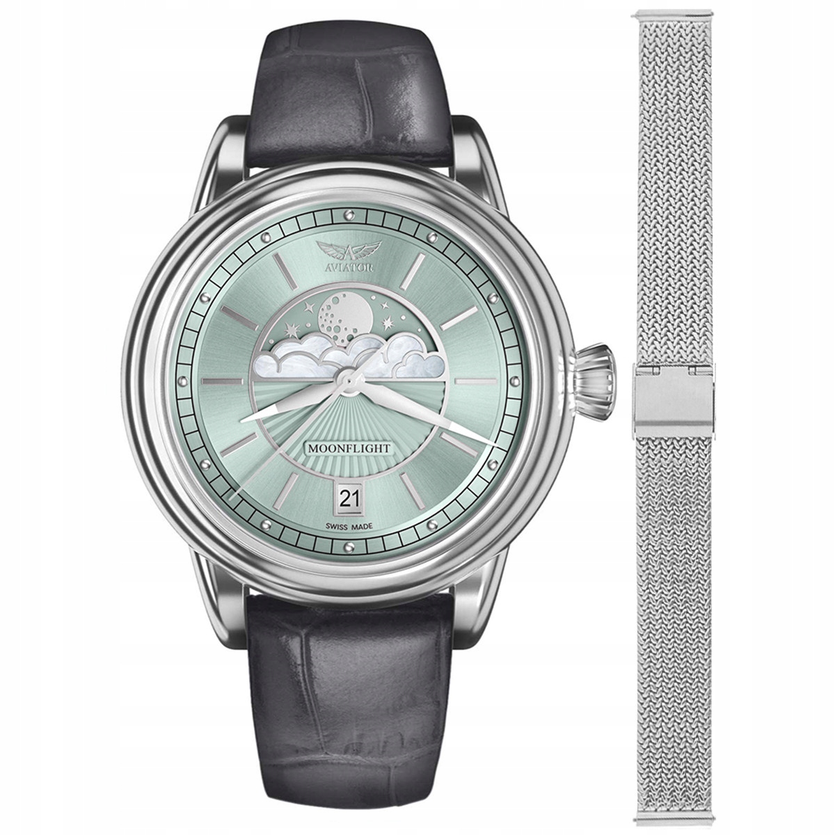 Dámské hodinky Aviator V.1.33.0.261.4GM-SET stříbrné