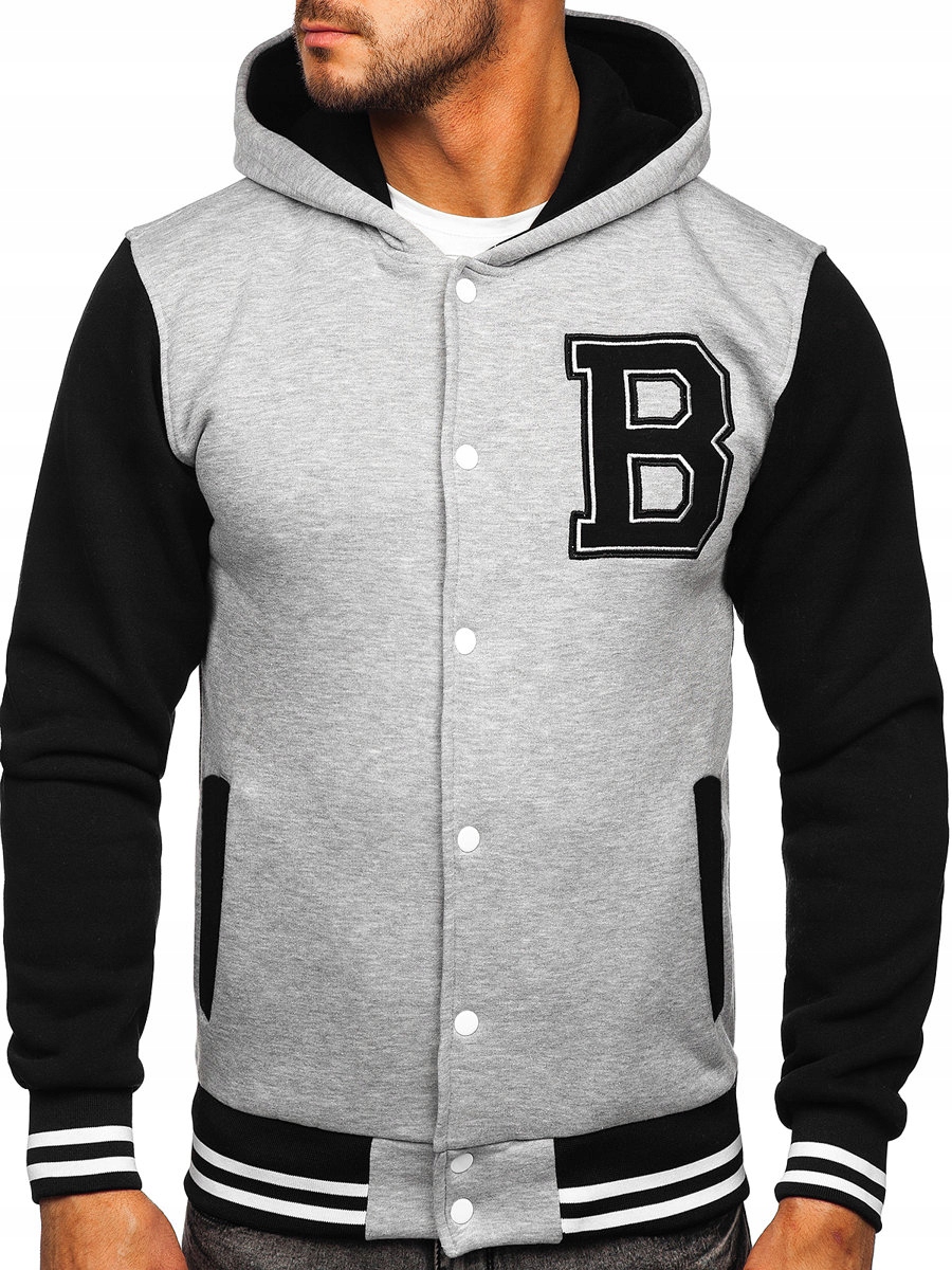 Baseballová Mikina S Kapucí Šedá 07 VELIKOST_2XL