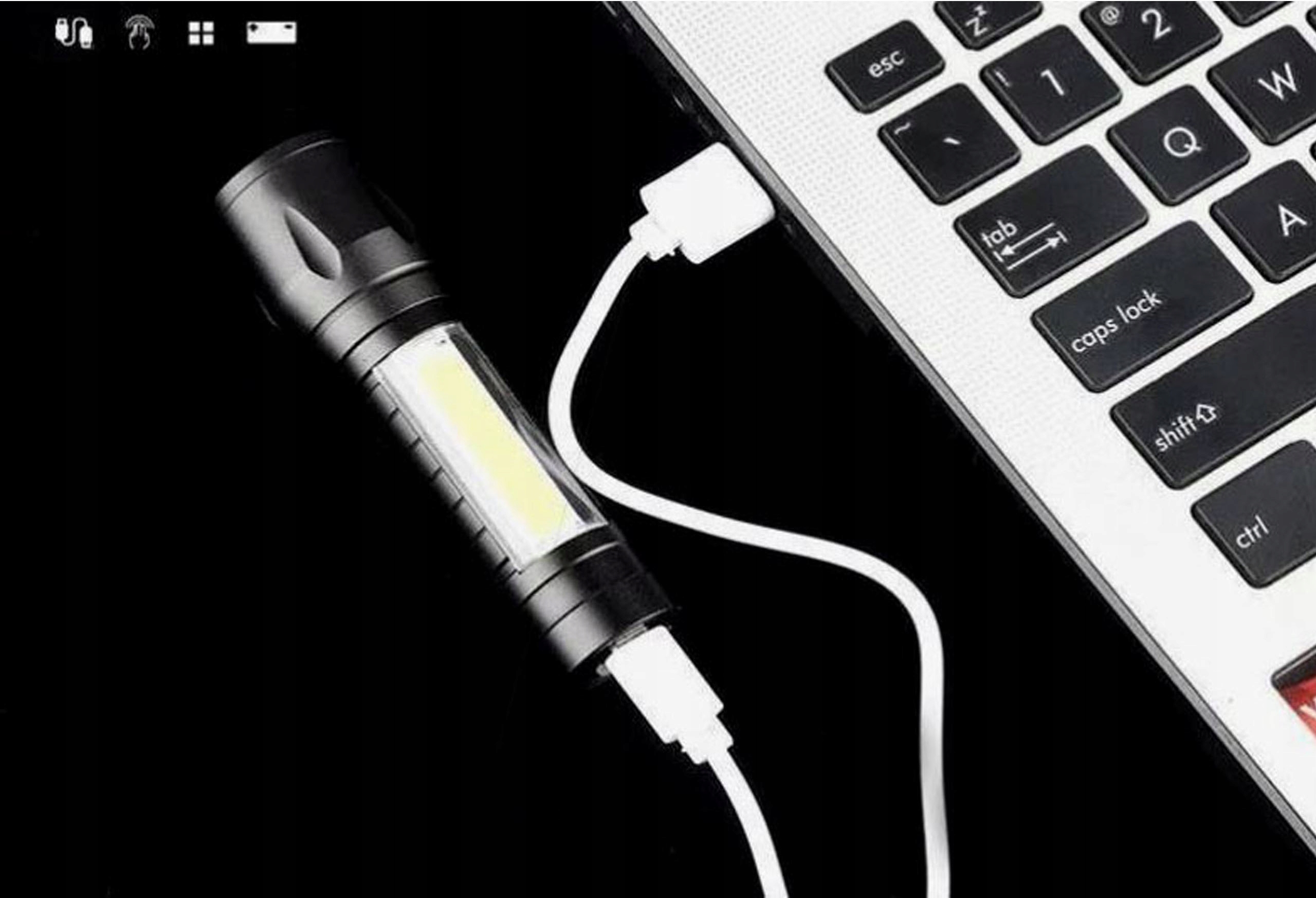 Latarka Akumulatorowa Usb, 3 Tryby, Xpe+Cob Model 42-05241150000