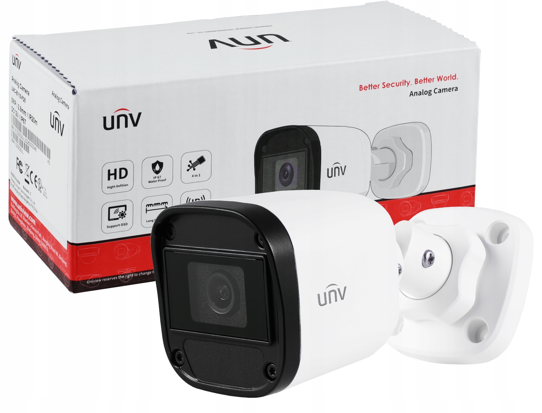 

Zewnętrzna Kamera Cctv FullHD 2,8mm Ahd IR20m Unv