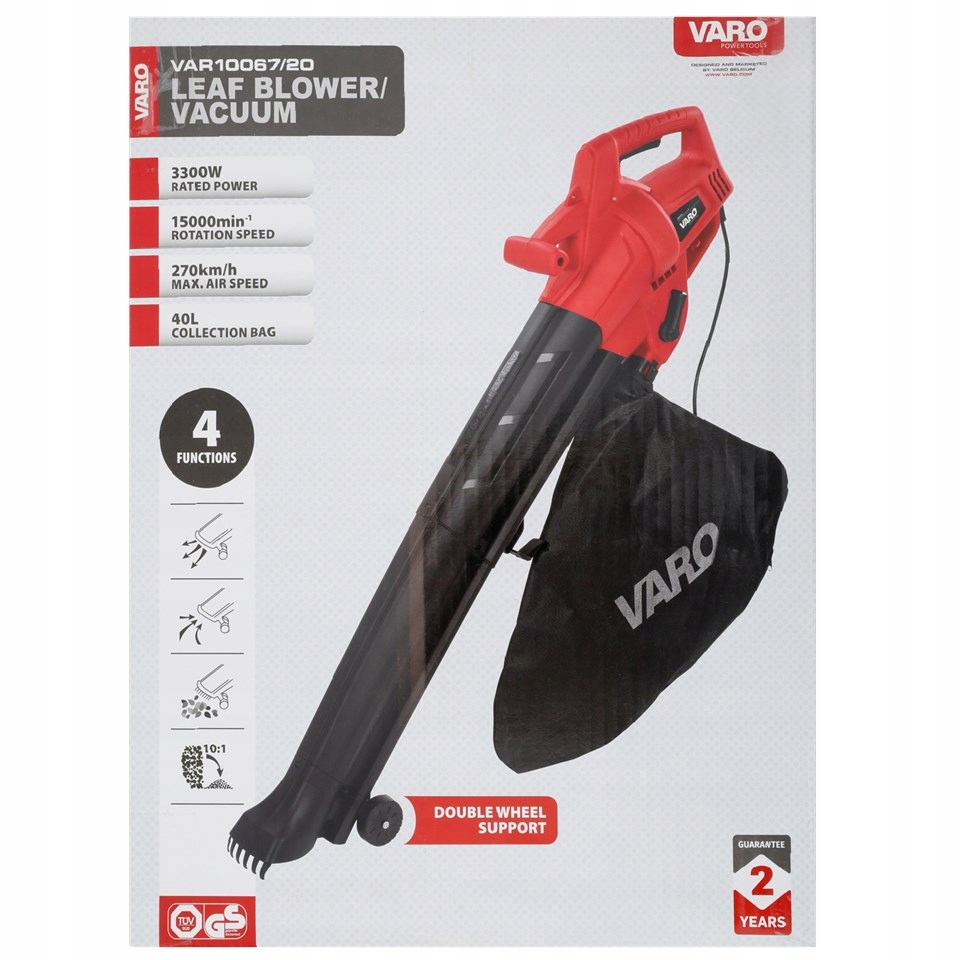 VARO Foukač s vysavač listí a vysavačem 3300 W se sáčkem o objemu 40 l Kód výrobce VAR1006/20