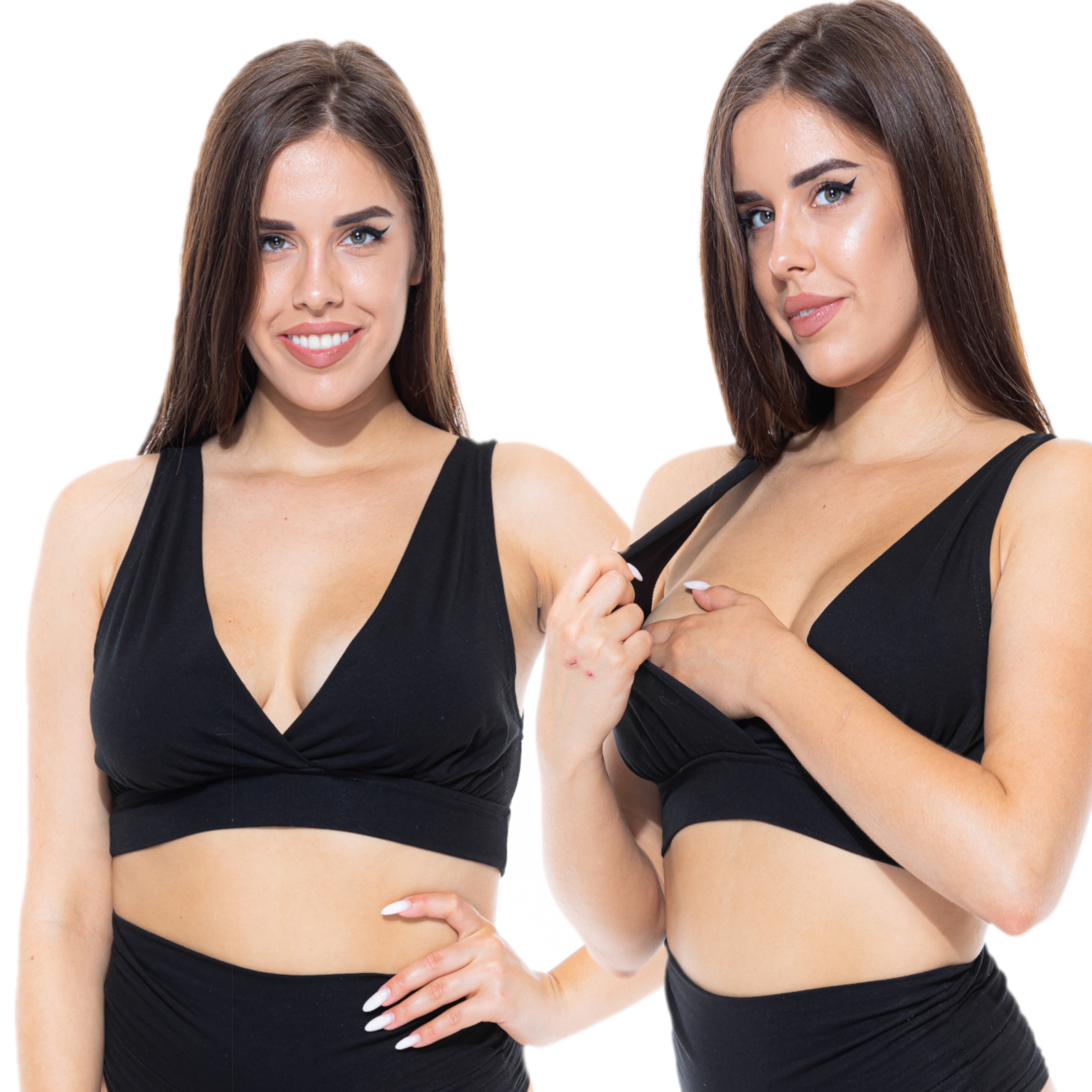 

Biustonosz ciążowy do karmienia Fitness kopertowy