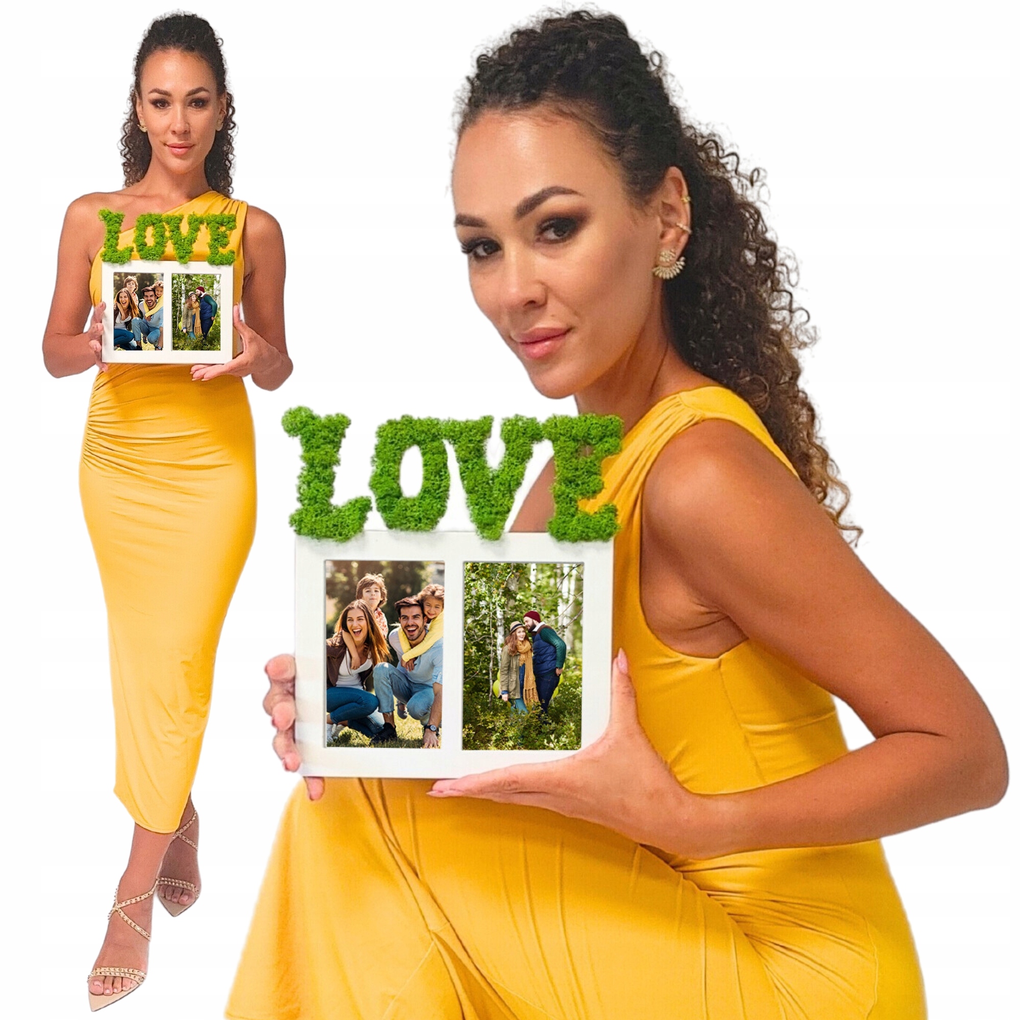 Rámeček na fotografie Dřevěný Mech Chrobotek pro Zamilované dekorace z mechu