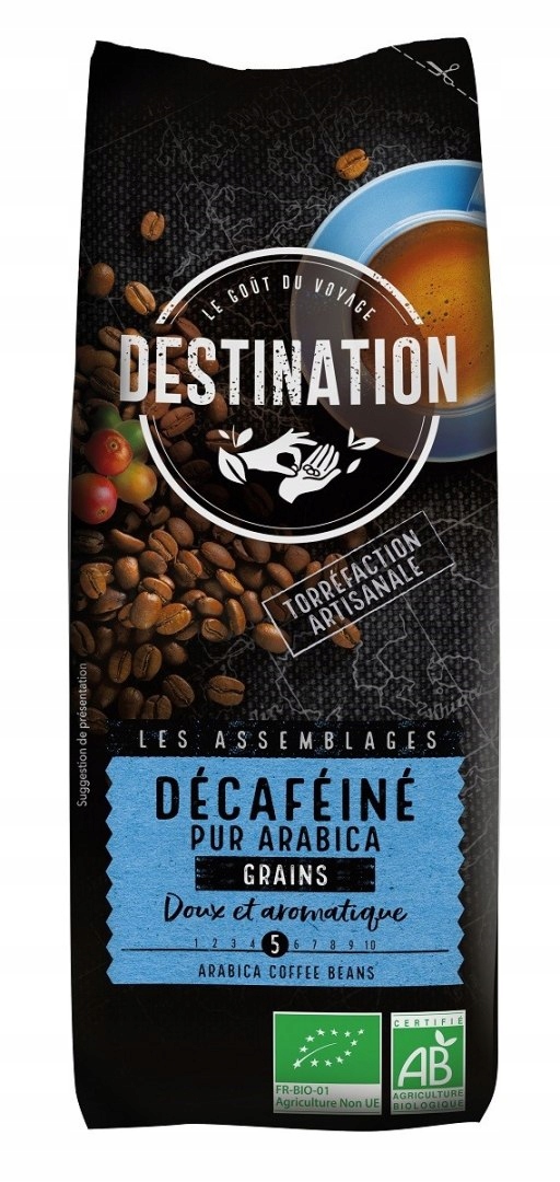 Káva Zrnková Bezkofeinová Arabica 100 % Bio 250 g Destination
