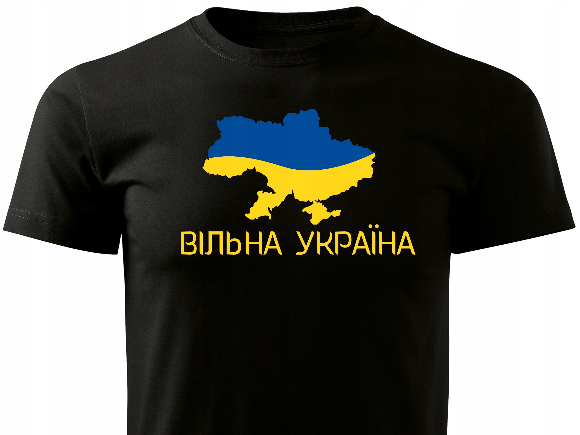 

Czarna koszulka T-shirt nadruk: Wolna Ukraina |s