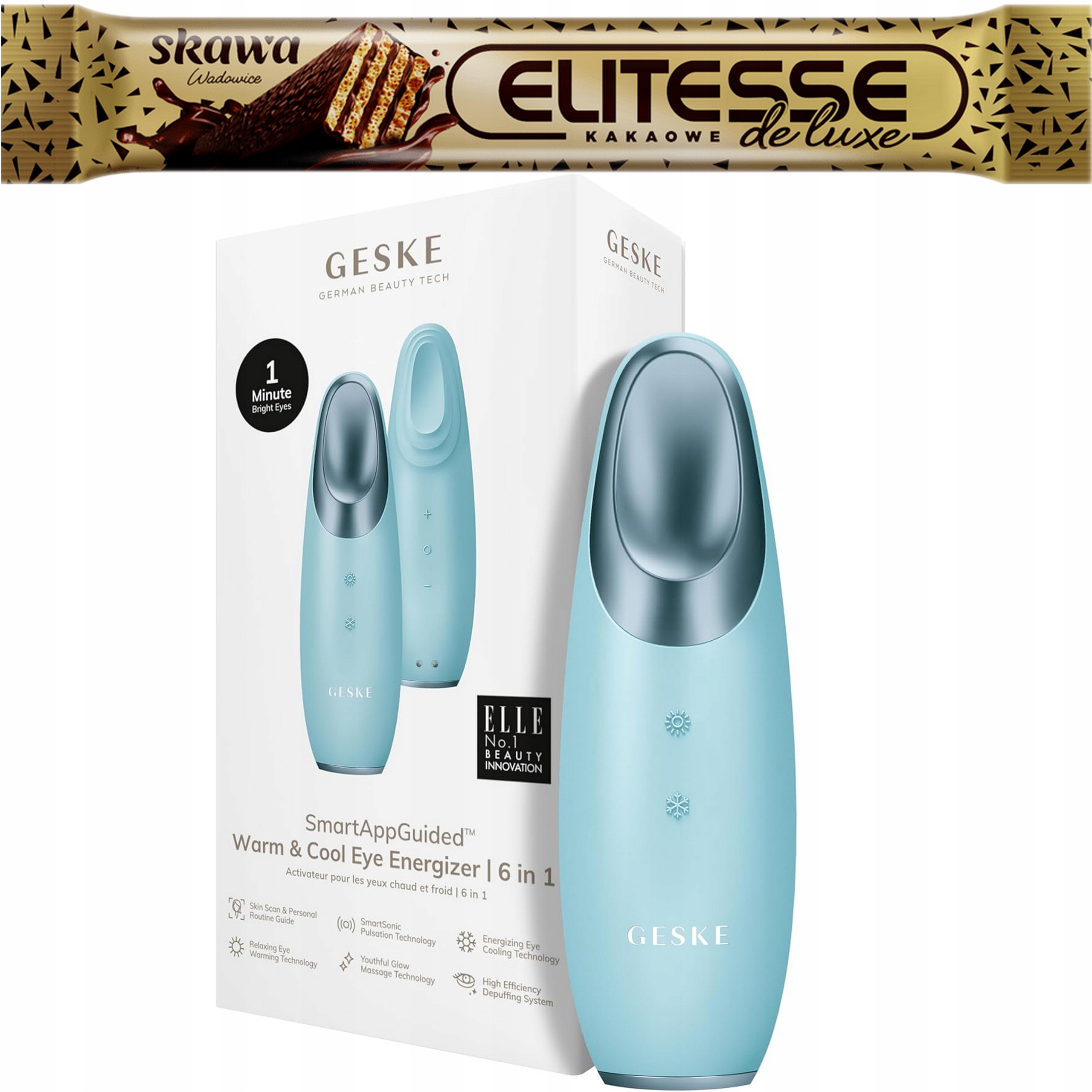 Geske Wielofunkcyjny Masażer Wibracyjny Pod Oczy Twarzy Cool&warm 6W1 Niebi