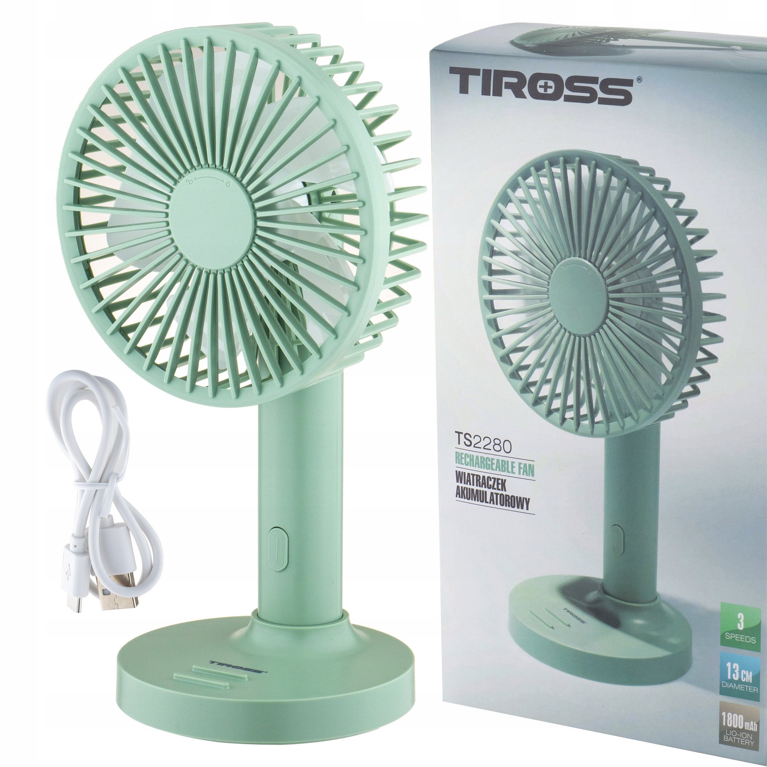 PRZENOŚNY WENTYLATOR STOŁOWY BIURKOWY WIATRAK USB