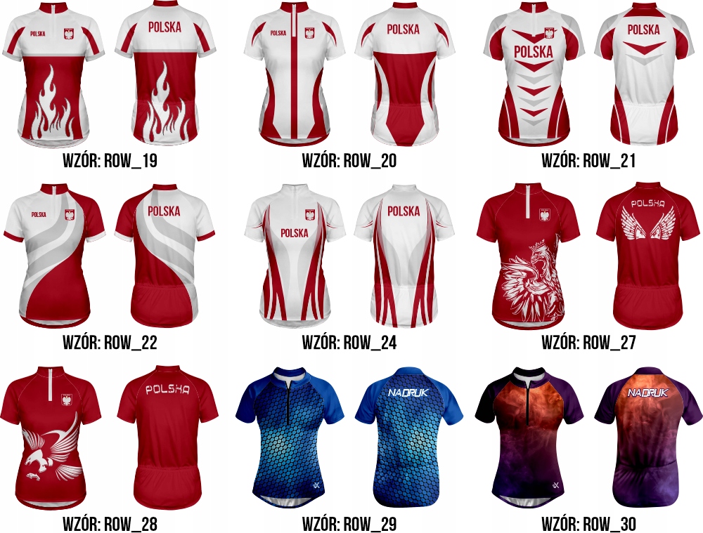 Damska Koszulka Rowerowa Kolarska Wzory Twój Nadruk Kolor wielokolorowy