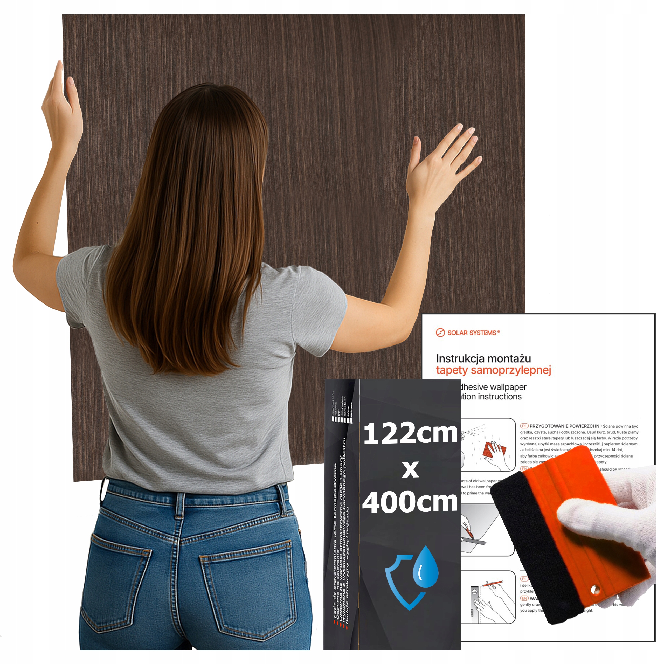 Samolepicí voděodolná tapeta do kuchyně na zeď Nábytek Dub karamelový