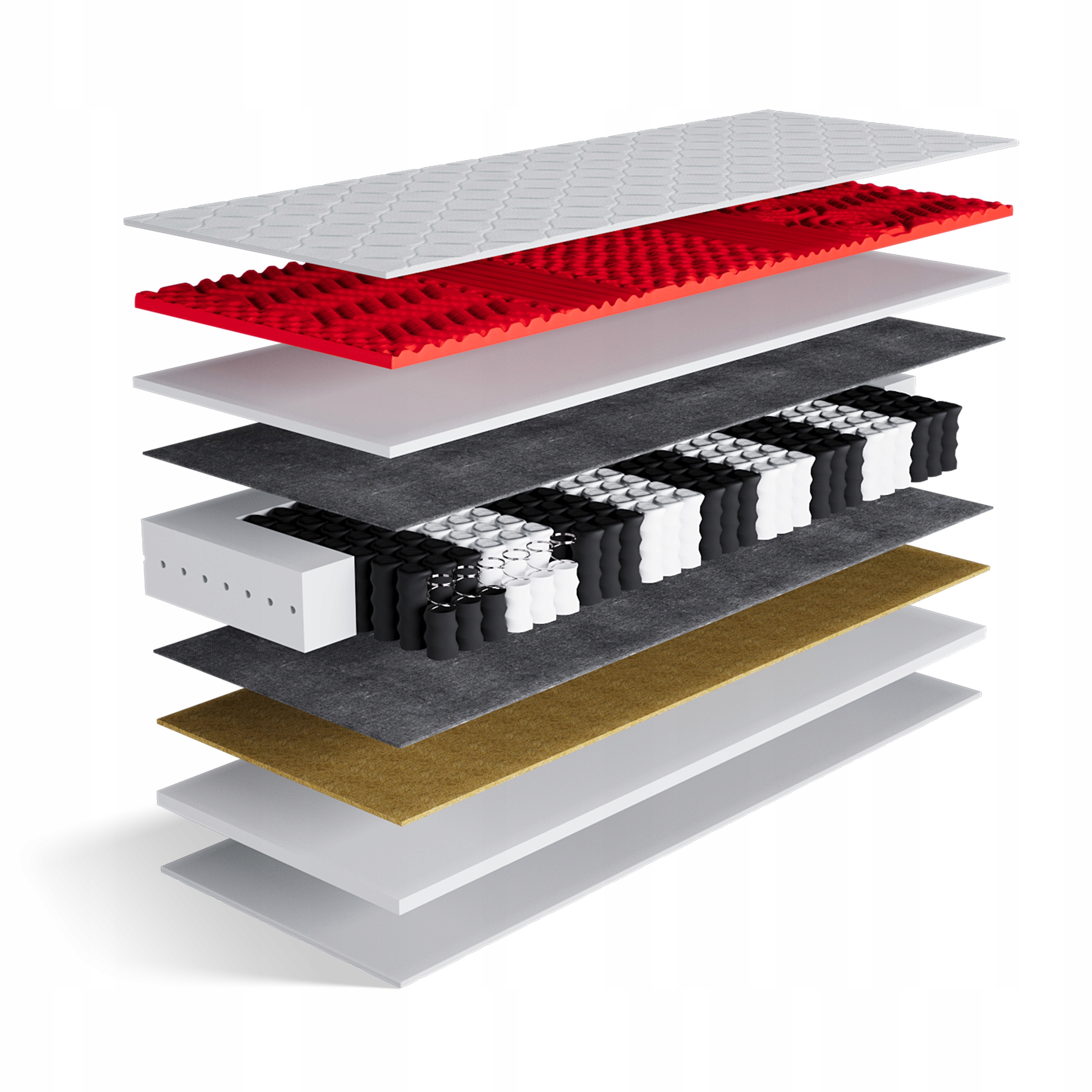 Matrace 180x200 pružinová s kokosem, středně tvrdá, tvrdá Rubín Luxury