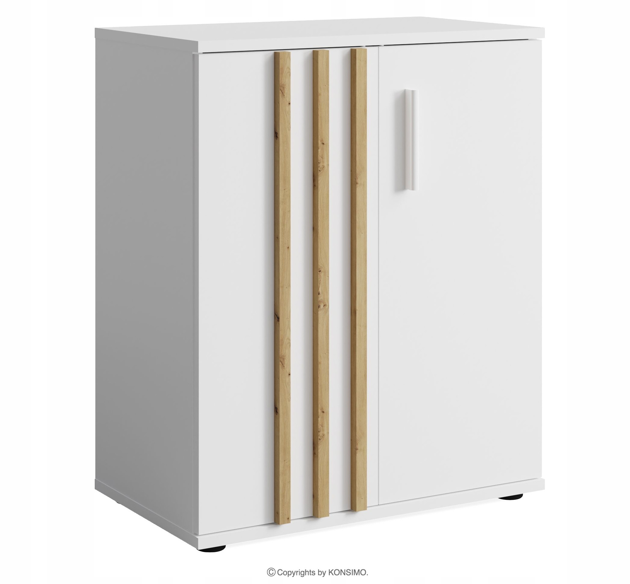Komoda S Lamelami Do Obývacího Pokoje 60 CM Bílá/dub Artisan Ferio Konsimo