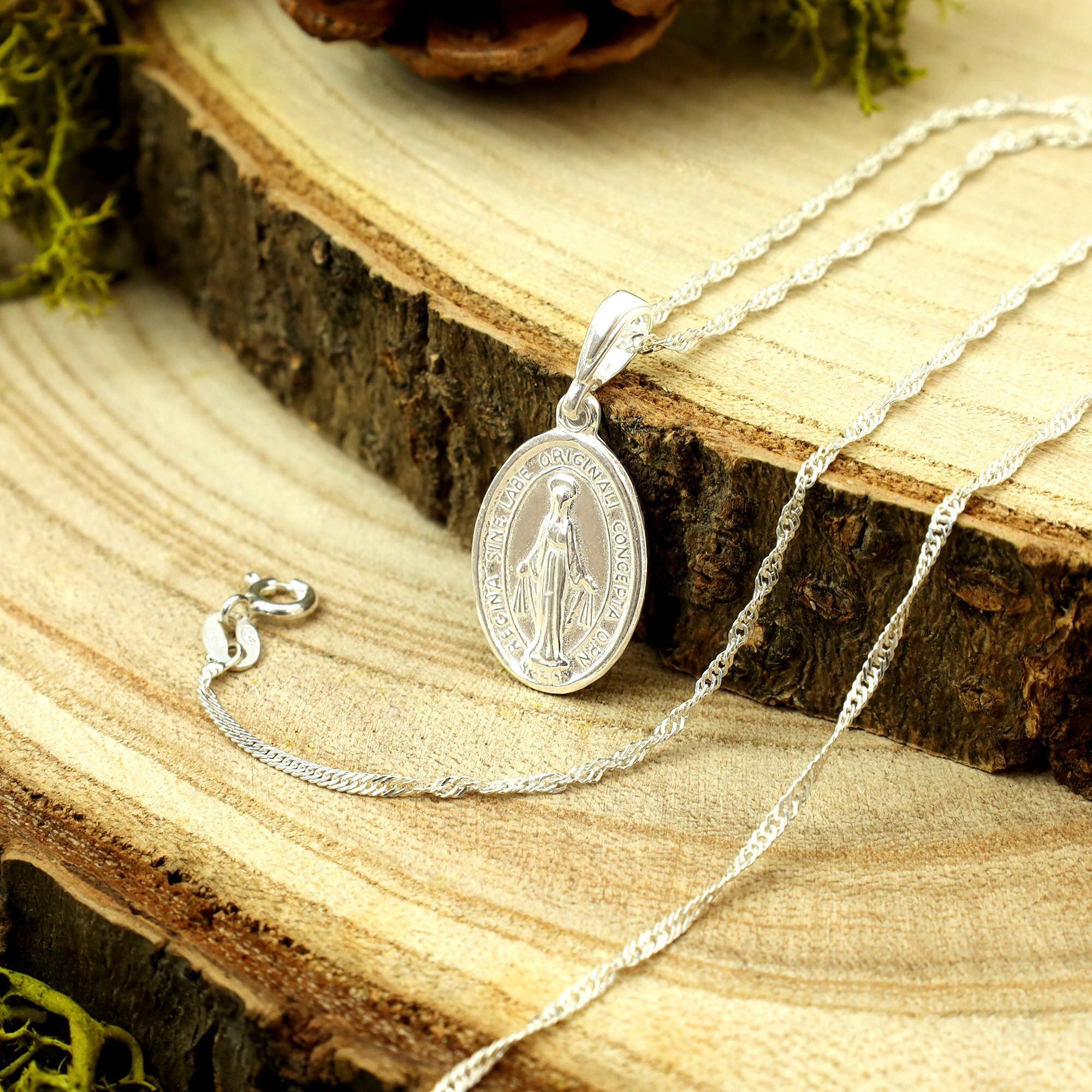 PAMIĄTKA PIERWSZEJ KOMUNII ŚWIĘTEJ / NASZYJNIK SREBRNY DLA DZIEWCZYNKI 925 Marka Golden Haus