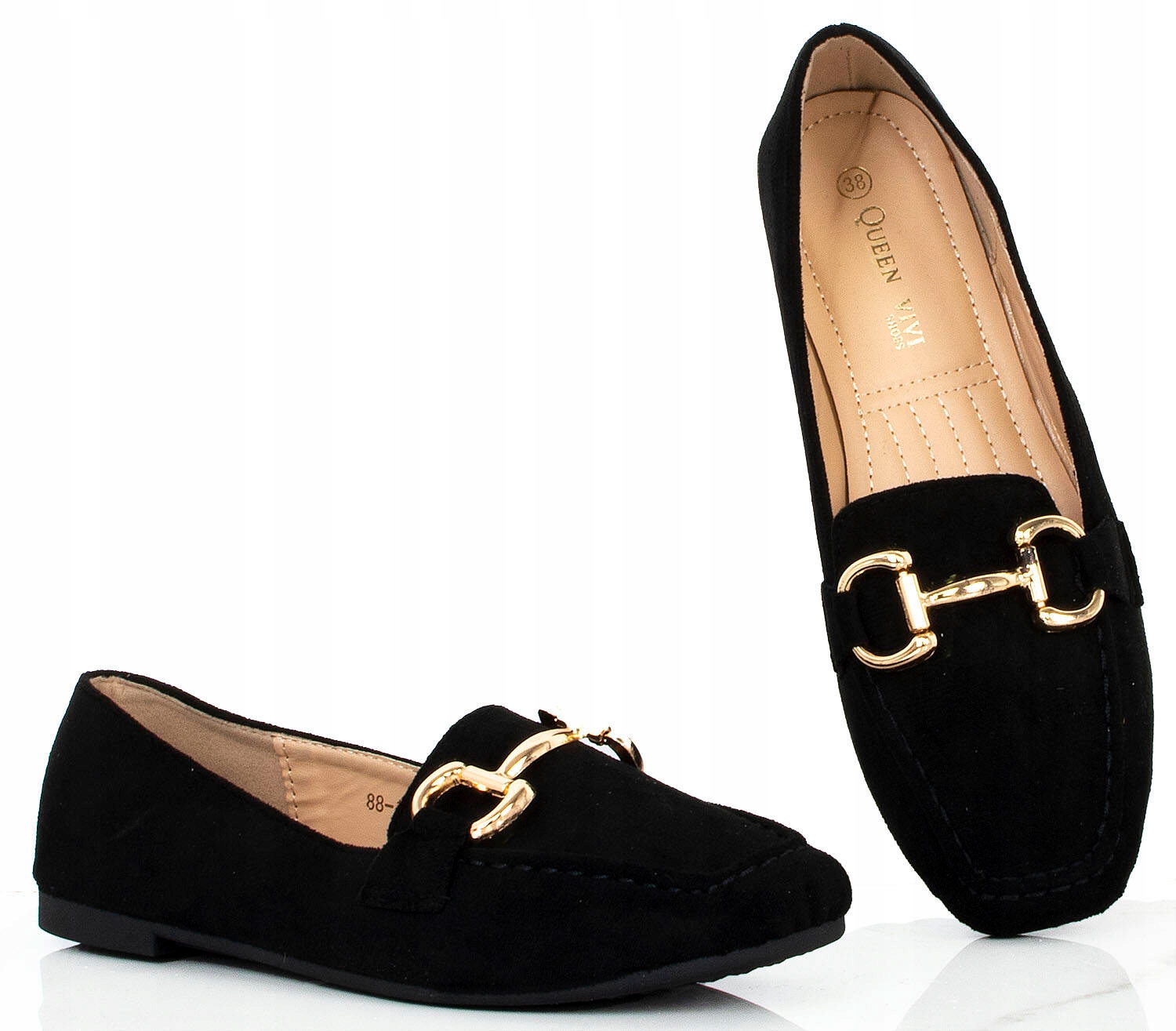 MOKASYNY Z ŁAŃCUSZKIEM CZARNE ZAMSZOWE WSUWANE KLASYCZNE 37 Rozmiar 37