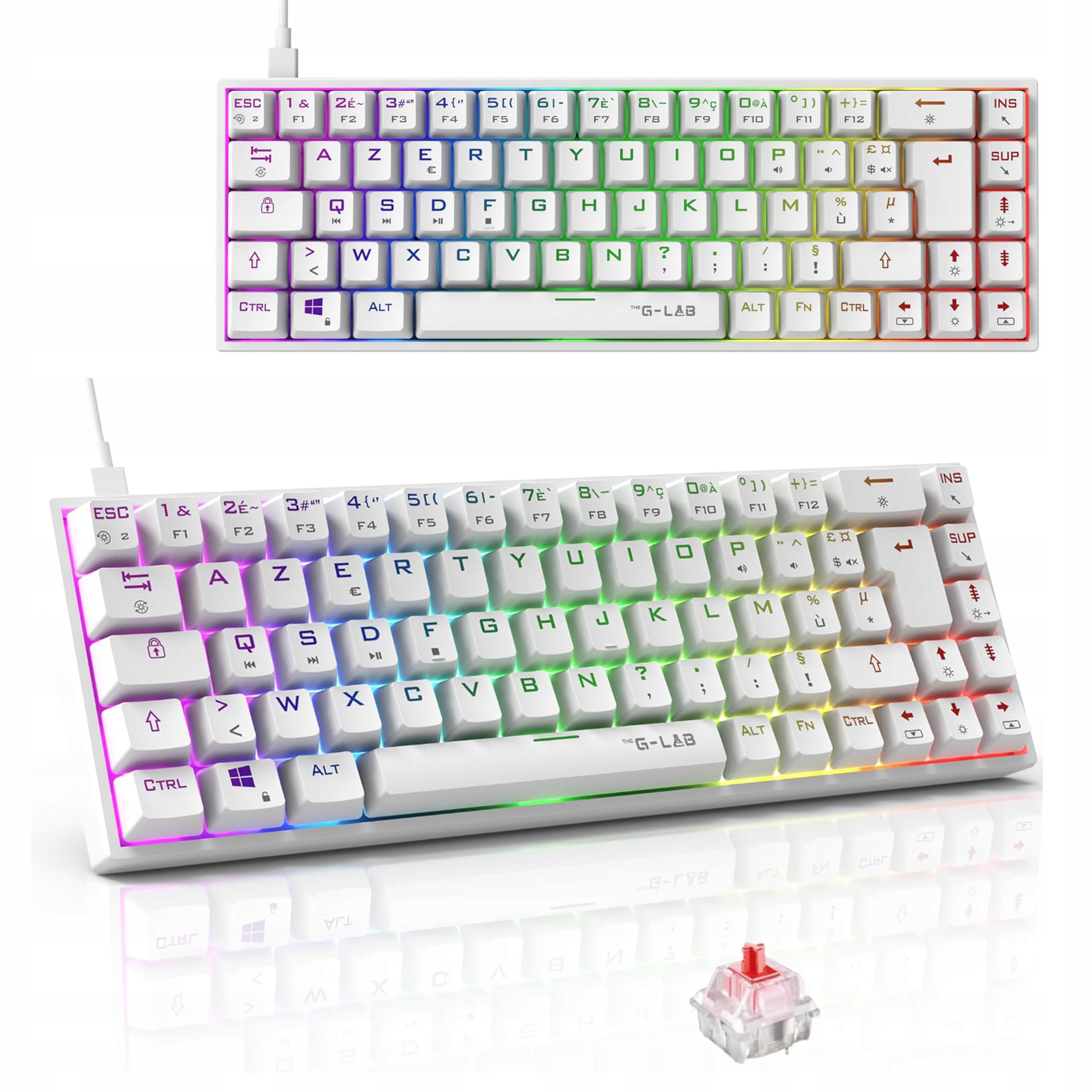 Klávesnice G-lab Keyz Titanium Rgb Azerty Red outemu Pc Playstation