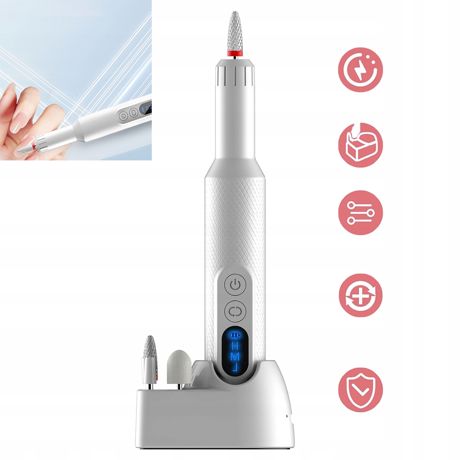 Frézka Na Nehty Manikúra Pedikúra Profesionální Akumulační Sada 18000 Rpm