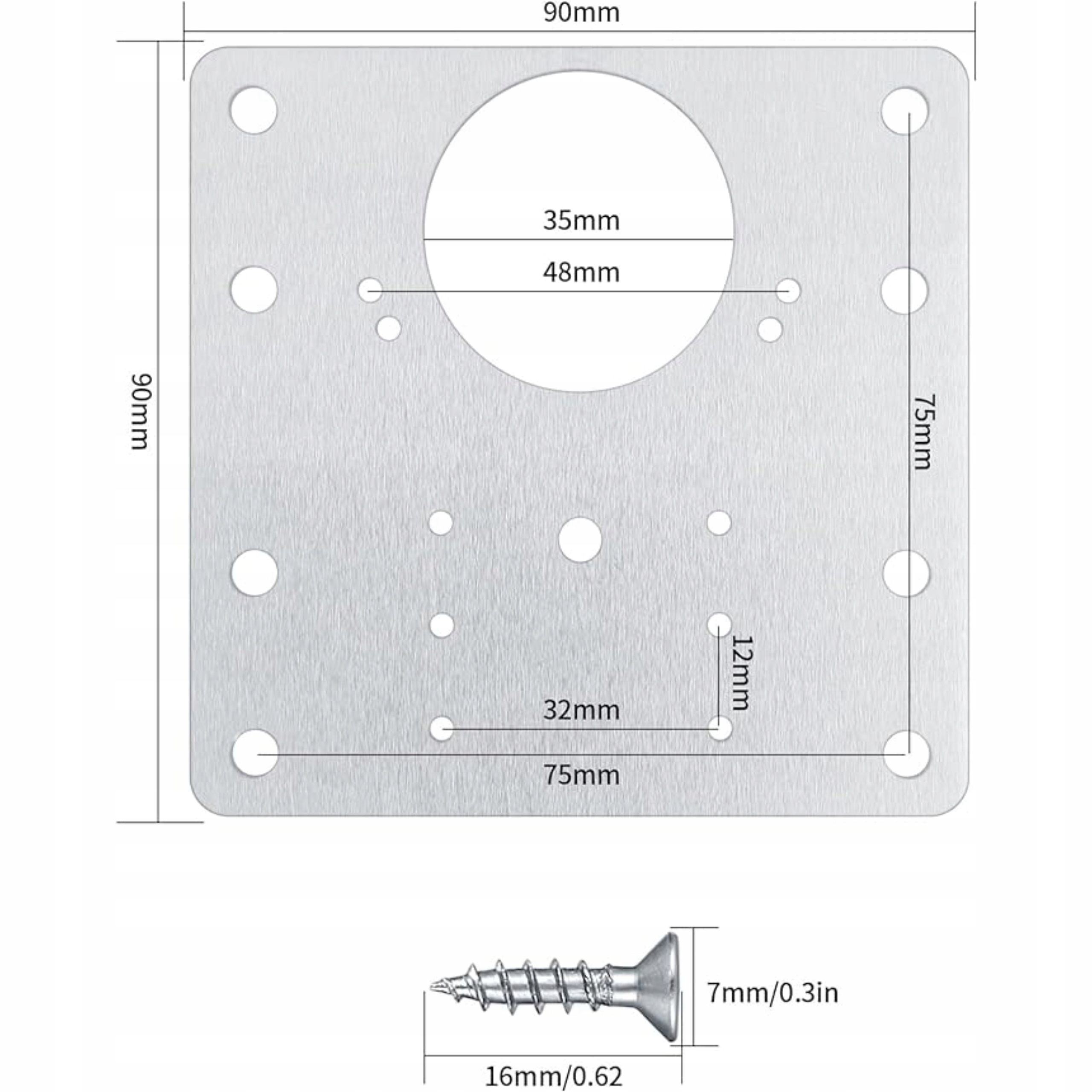 PŁYTKA DO NAPRAWY WYRWANYCH ZAWIASÓW MEBLOWYCH SZAFEK ZESTAW NAPRAWCZY Szerokość maksymalna 90 mm