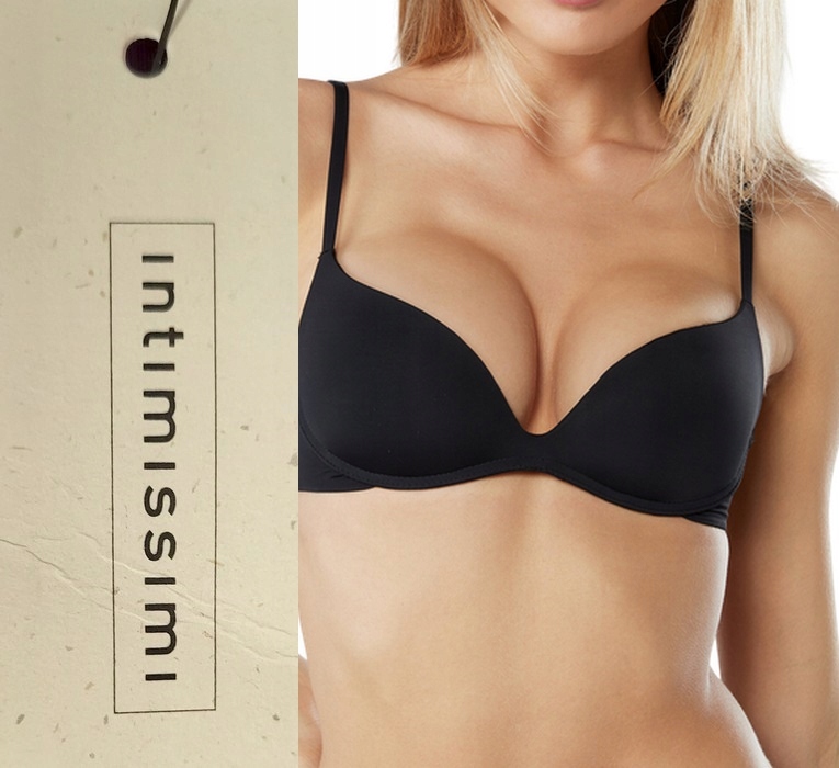 Intimissimi czarny biustonosz bez fiszbin Gioia Push Up 85C (4C) nowy