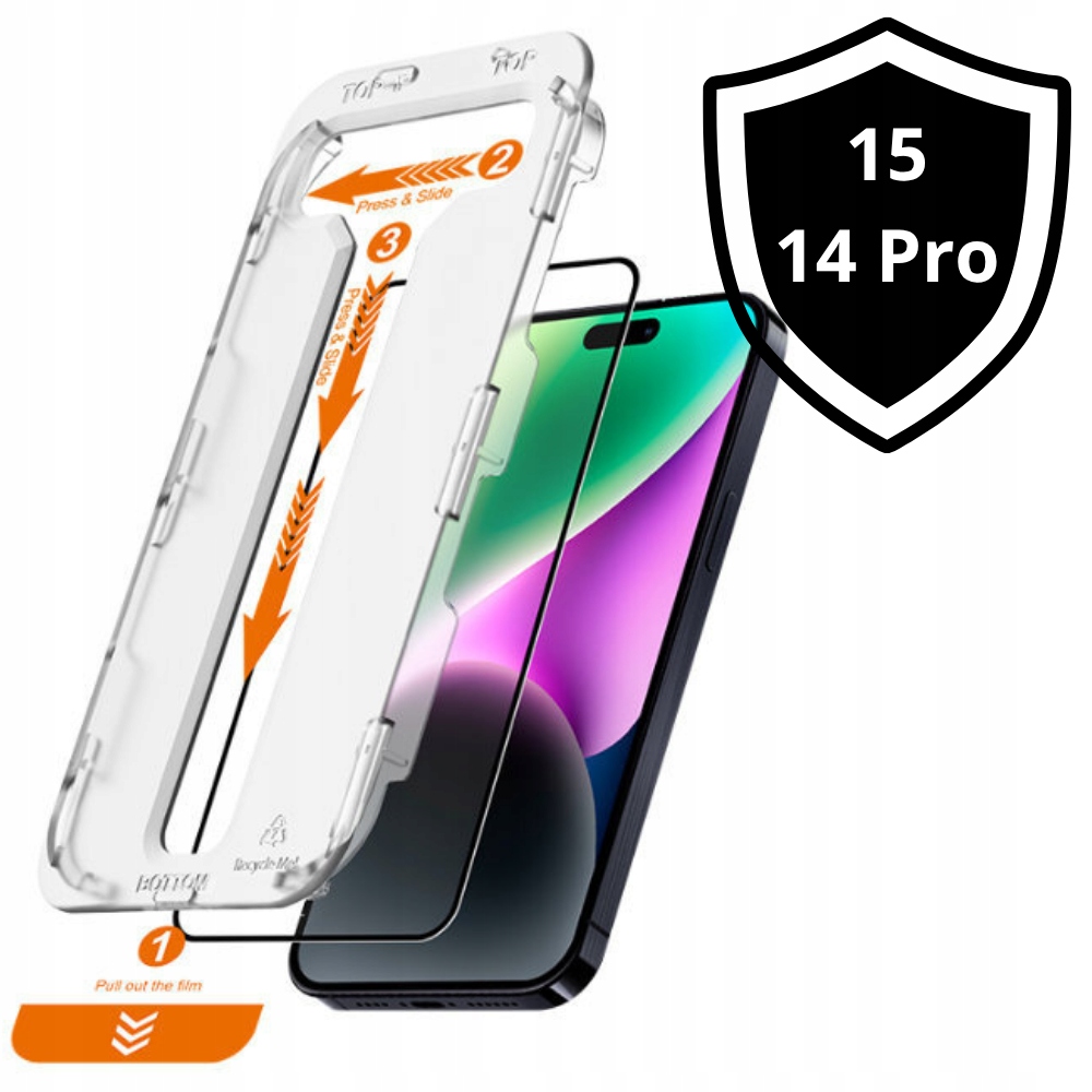 Edzett Üveg Applikátorral iPhone 15 14 Pro Készülékhez Buborékmentes Szerelés