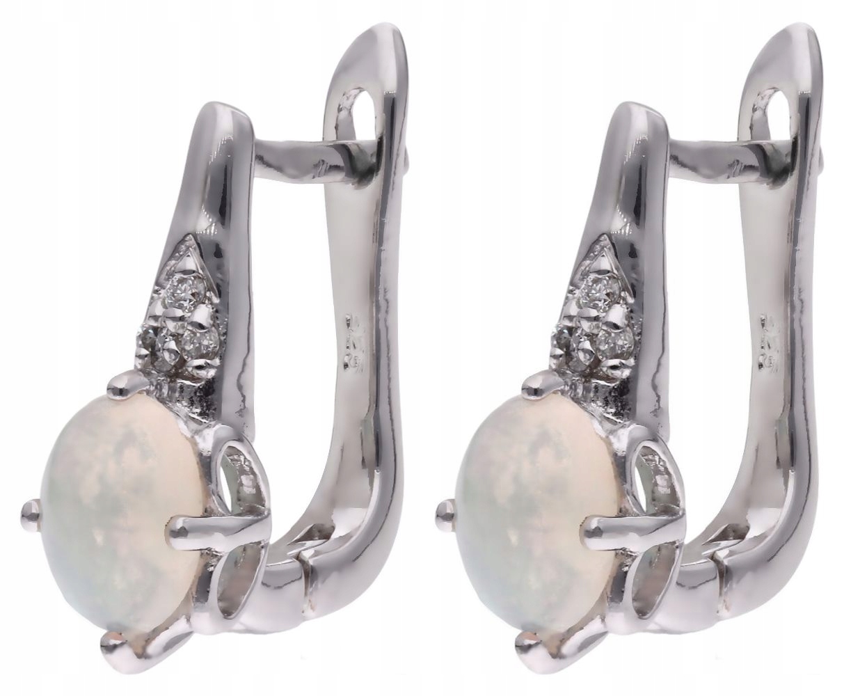 Stříbrné náušnice Ag 925 opál s diamantem CVD-3365-E-OP