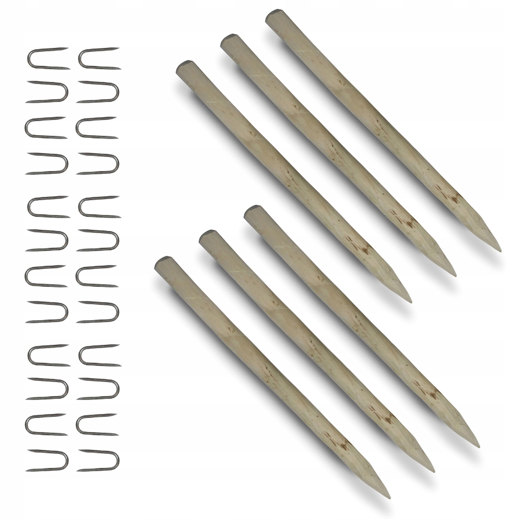 Dřevěný, lískový plotový sloupek, kulatý kolík, 120 cm, 6 kusů