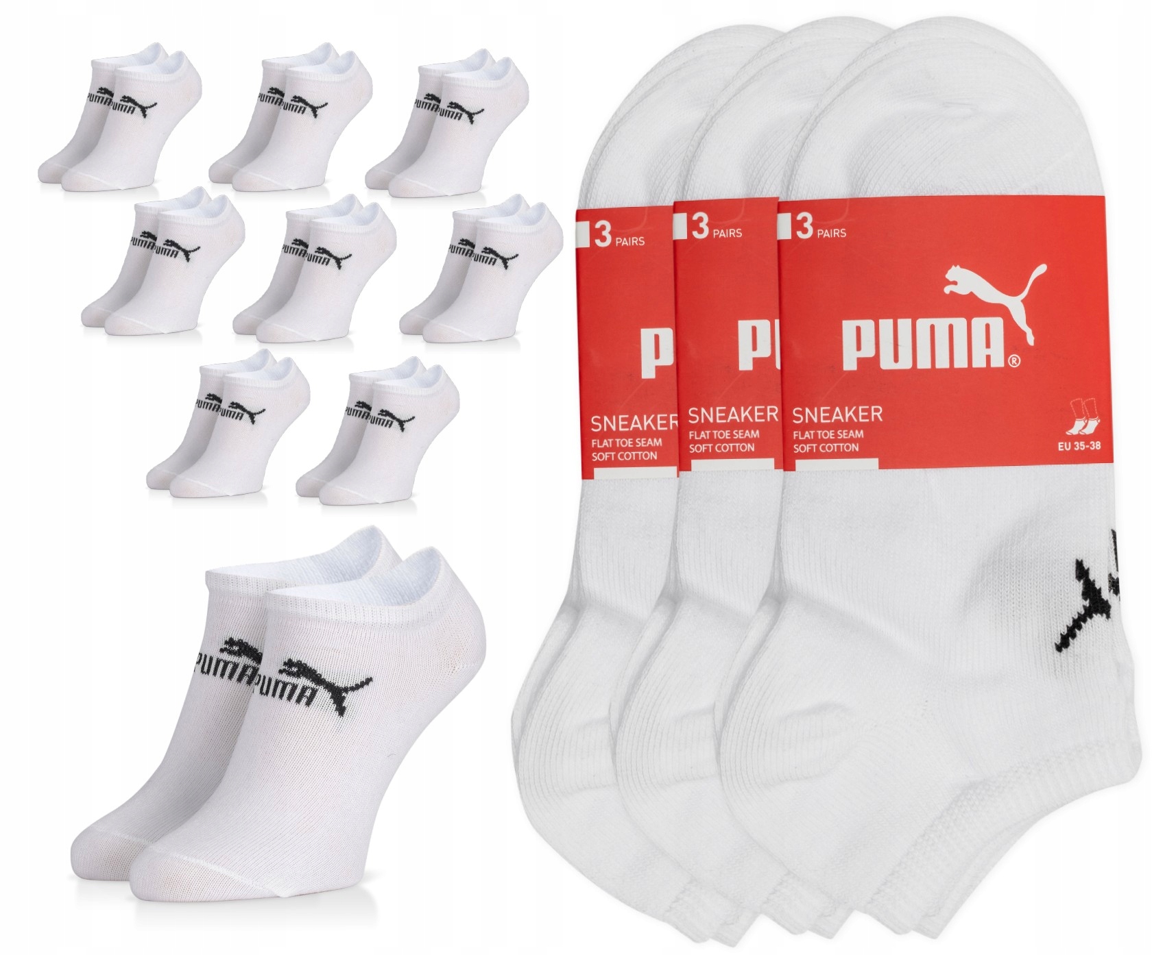 

Skarpety stopki Puma 9 par r. 43/46 białe