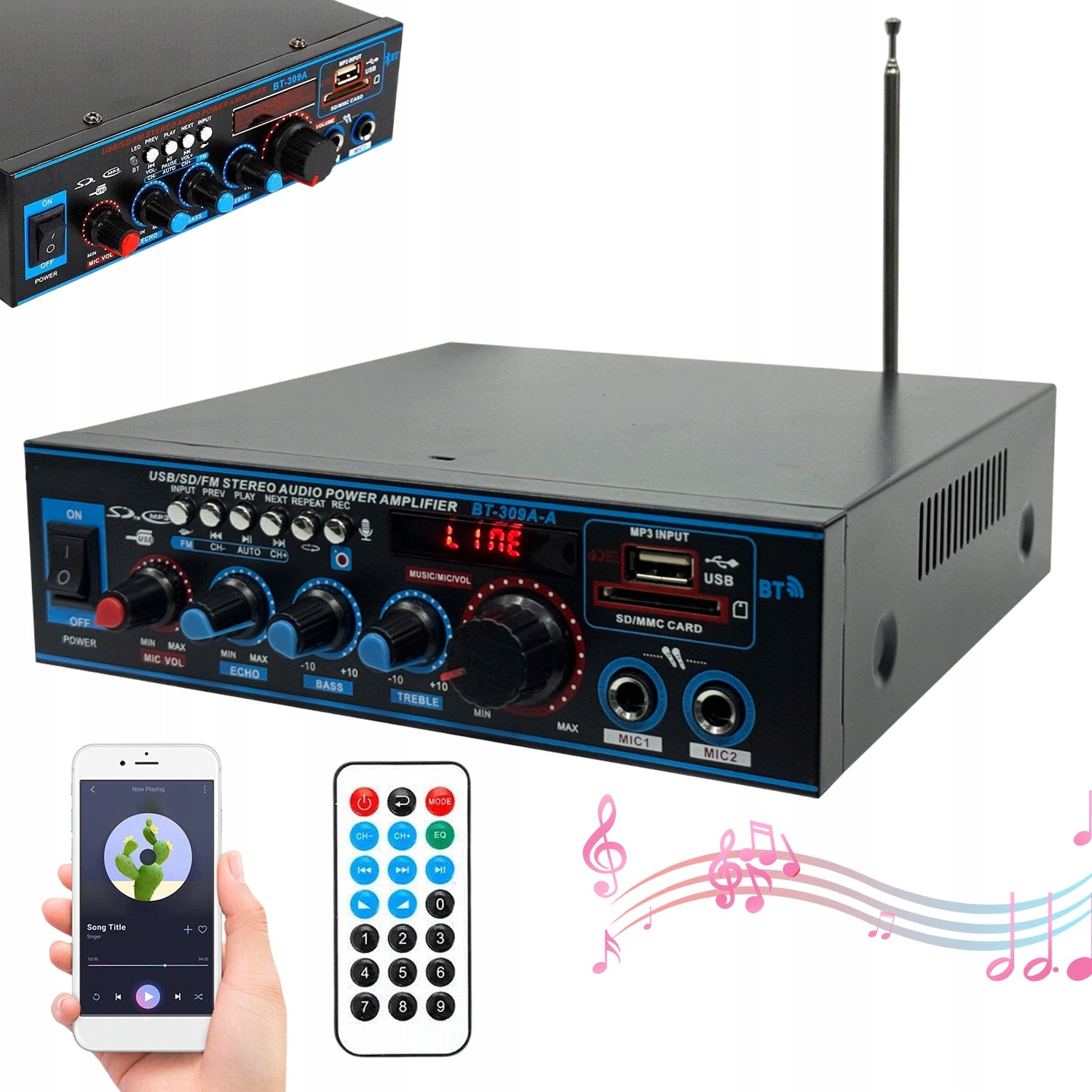 Digitální Stereofonní Zesilovač Fm Rádio, Domácí Bluetooth Přehrávač S Dálkovým Ovládáním