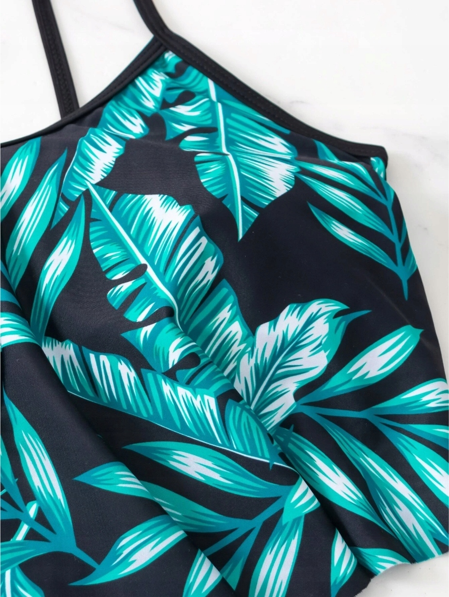 STRÓJ KĄPIELOWY DWUCZĘŚCIOWY WYGODNY ELASTYCZNY SPODENKI M11 PLUS SIZE L 40 Wzór dominujący roślinny