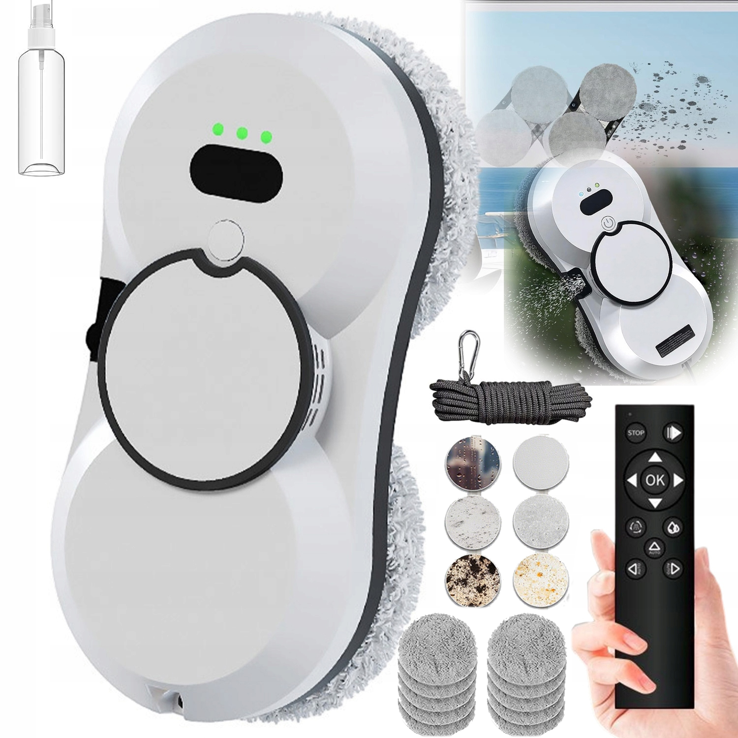 Inteligentný Robot Na Umývanie Skla, Zrkadlový Set, Automatická Umývačka 90 W