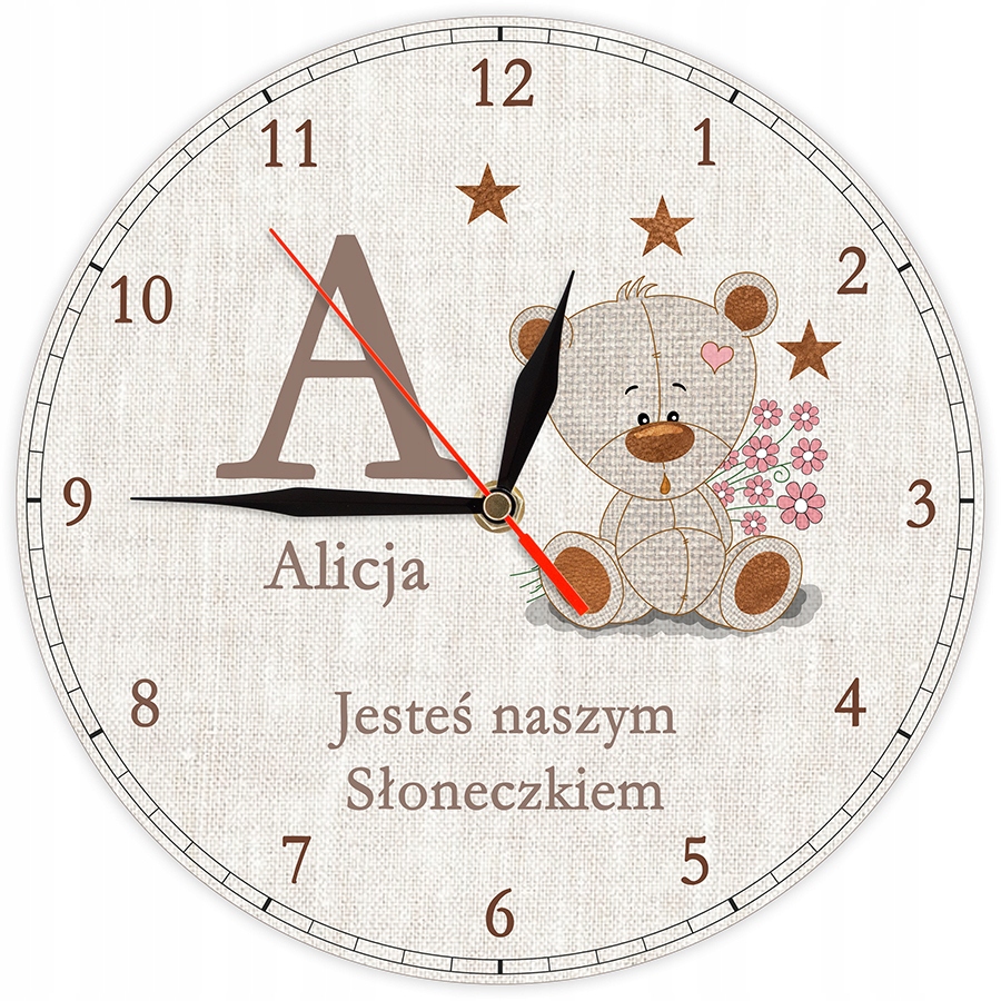 Jednorożec Zegar ścienny z Personalizacją płynący mechanizm Płeć chłopcy dziewczynki