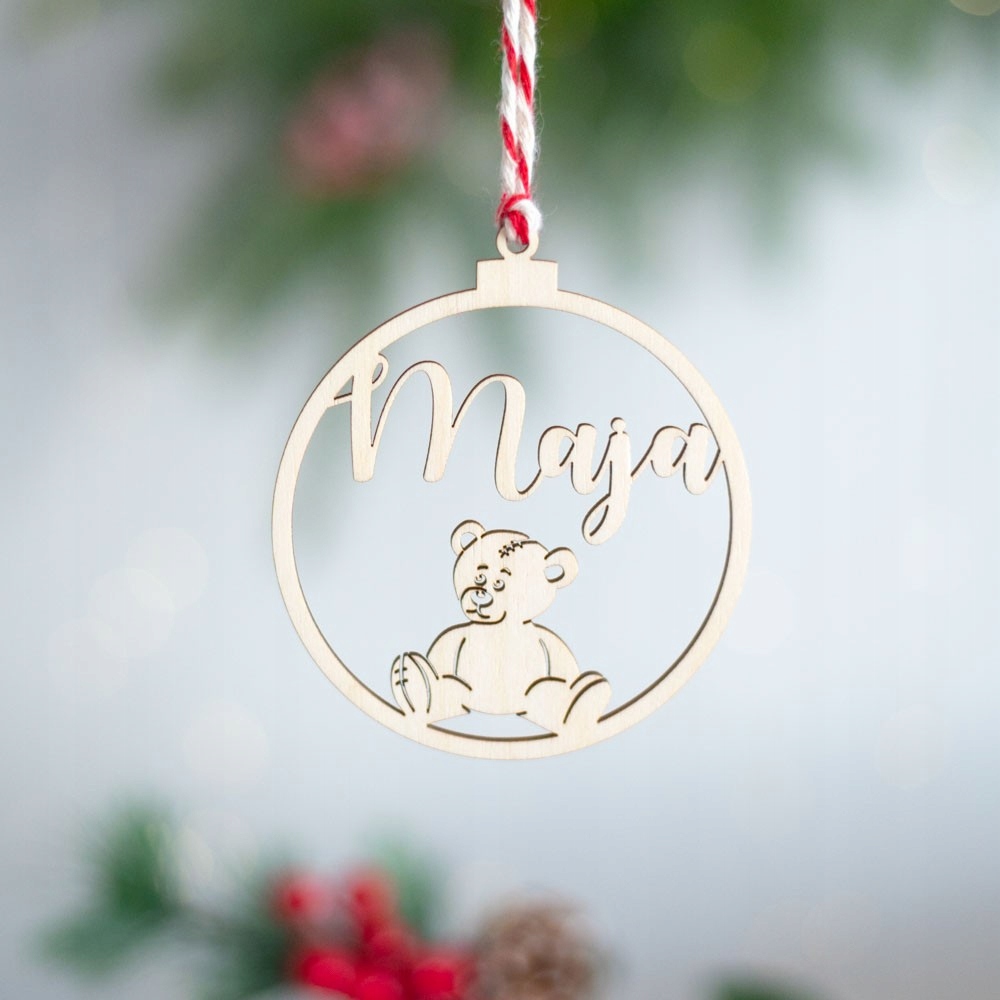 BOMBKA Z IMIENIEM DREWNIANA ŚWIĘTA MIKOŁAJ MIŚ Motyw miś